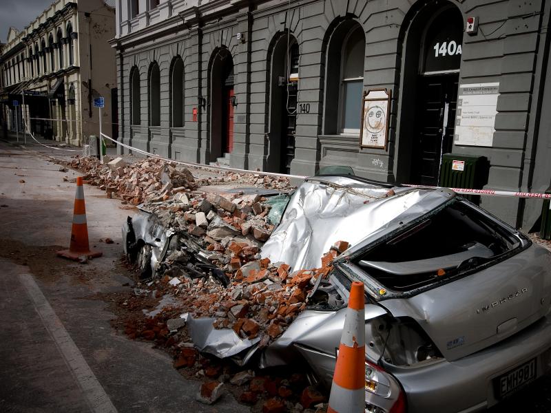 Buildings damaged by earthquake